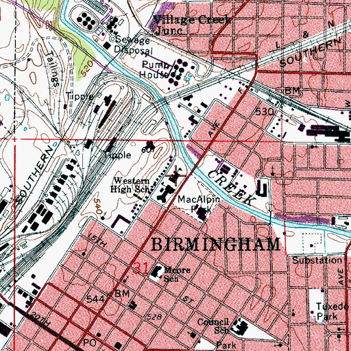 Topographic Map of Jackson Olin School, AL