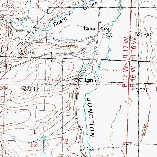 Topographic Map of Lynn, UT