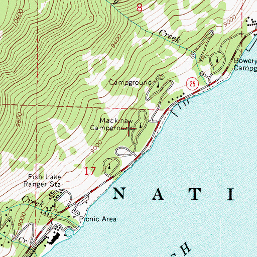 Topographic Map of Mackinaw Campground, UT