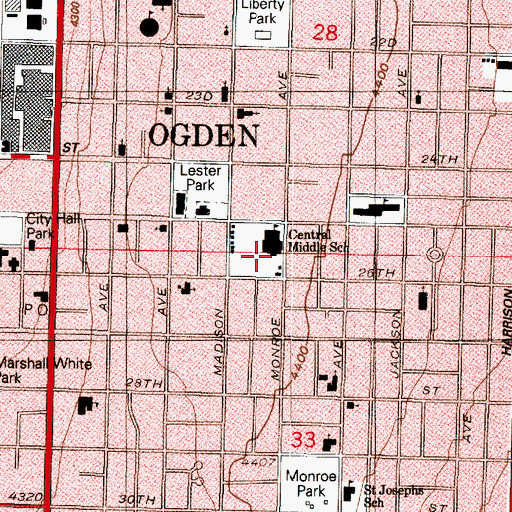 Topographic Map of James Madison Elementary School, UT