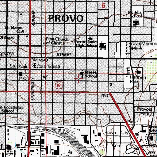 Topographic Map of Maeser School, UT