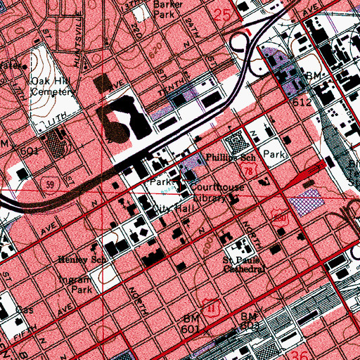 Topographic Map of Jefferson County Courthouse, AL