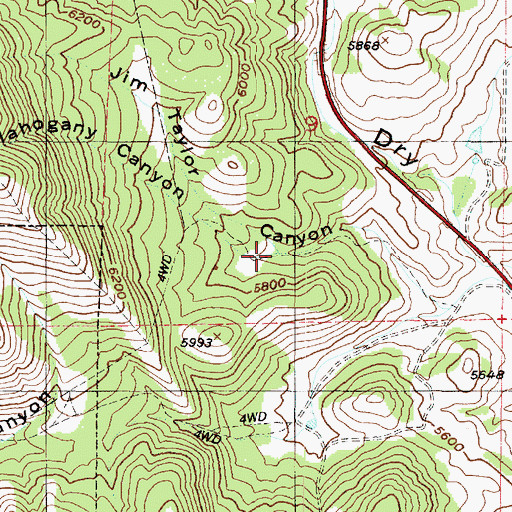 Topographic Map of Mahogany Canyon, UT
