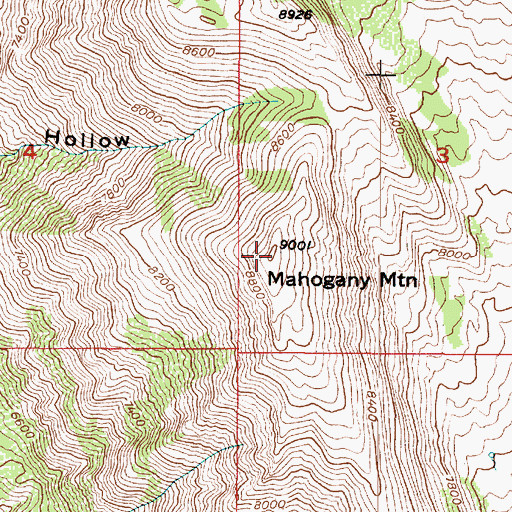 Topographic Map of Mahogany Mountain, UT