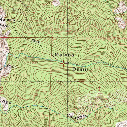 Topographic Map of Malans Basin, UT