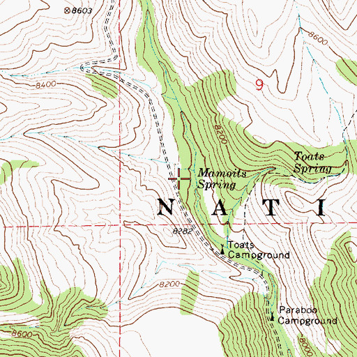 Topographic Map of Mamoits Spring, UT