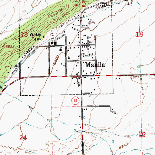 Topographic Map of Manila, UT