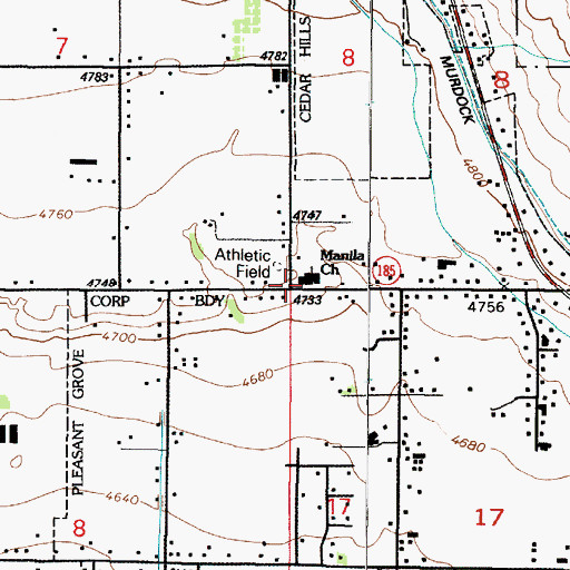 Topographic Map of Manila Church, UT