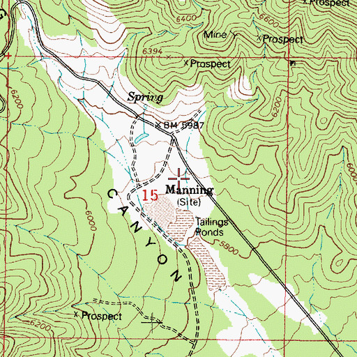 Topographic Map of Manning, UT