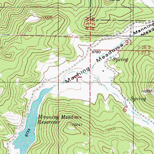 Topographic Map of Manning Meadows, UT