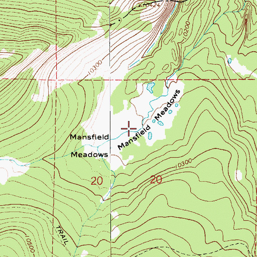 Topographic Map of Mansfield Meadows, UT