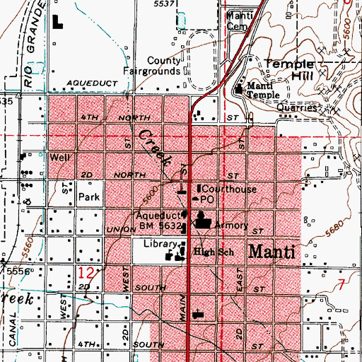 Topographic Map of Manti, UT