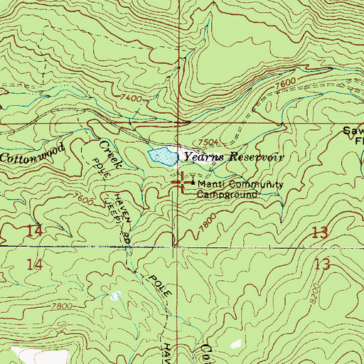 Topographic Map of Manti Communtiy Campground, UT