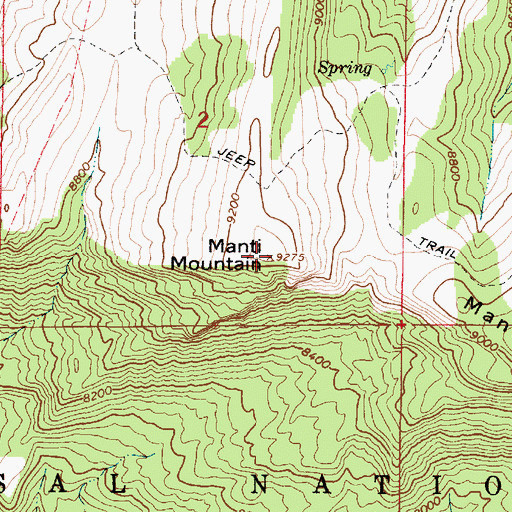 Topographic Map of Manti Mountain, UT