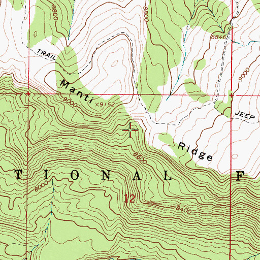 Topographic Map of Manti Ridge, UT