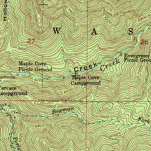 Topographic Map of Maple Cove Campground, UT