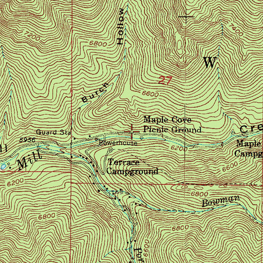 Topographic Map of Maple Cove Picnic Ground, UT