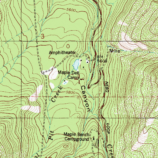 Topographic Map of Maple Dell Camp, UT