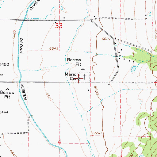 Topographic Map of Marion Cemetery, UT