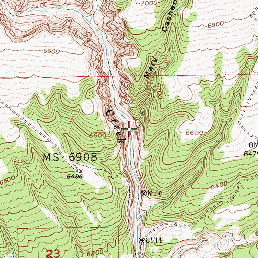 Topographic Map of Mary Cashem Canyon, UT
