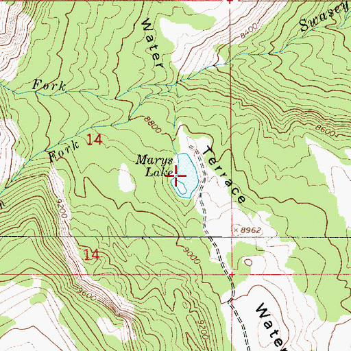 Topographic Map of Marys Lake, UT