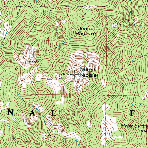 Topographic Map of Marys Nipple, UT