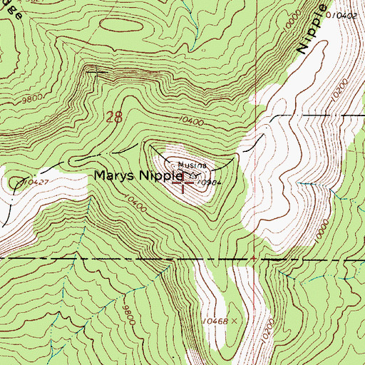 Topographic Map of Marys Nipple, UT
