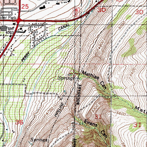 Topographic Map of Mathias Canyon, UT