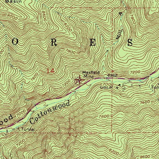 Topographic Map of Maxfield Mine, UT