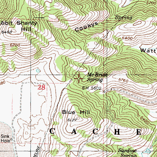 Topographic Map of McBride Spring, UT