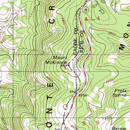 Topographic Map of Mount McKinnon, UT