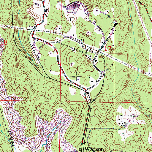Topographic Map of Kosmo Mines, AL
