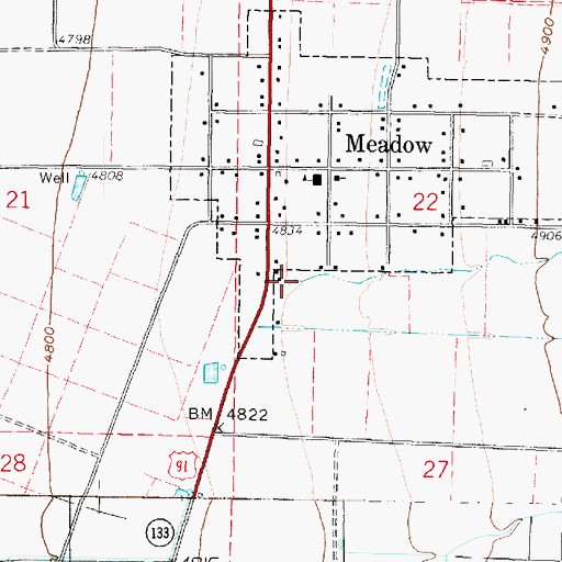 Topographic Map of Meadow Creek, UT