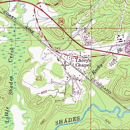 Topographic Map of Laceys Chapel Elementary School (historical), AL