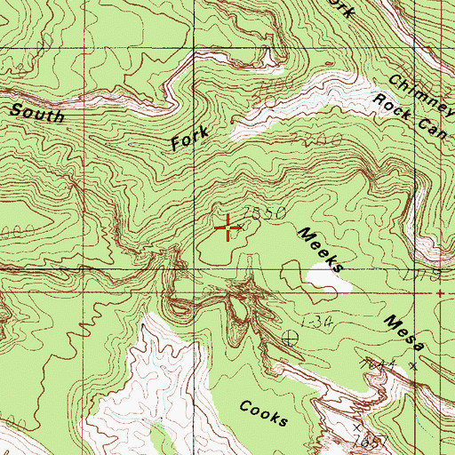 Topographic Map of Meeks Mesa, UT