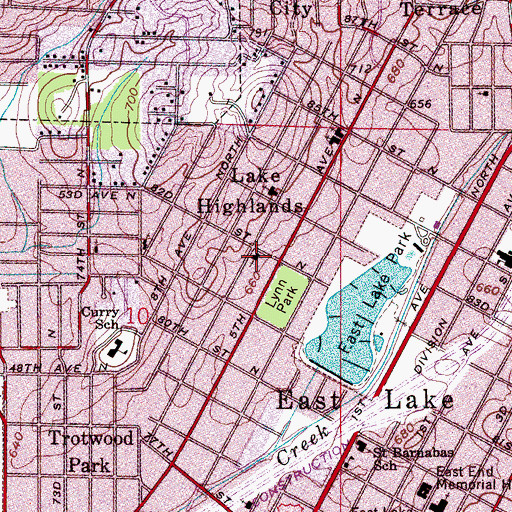 Topographic Map of Lake Highland Baptist Church, AL