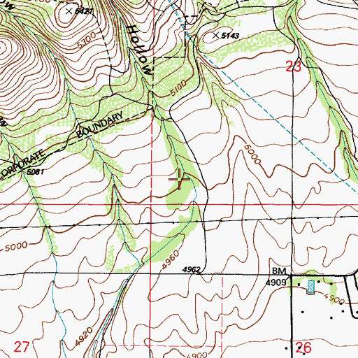 Topographic Map of Mercer Hollow, UT