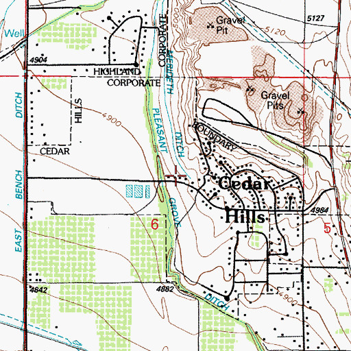 Topographic Map of Merideth Ditch, UT