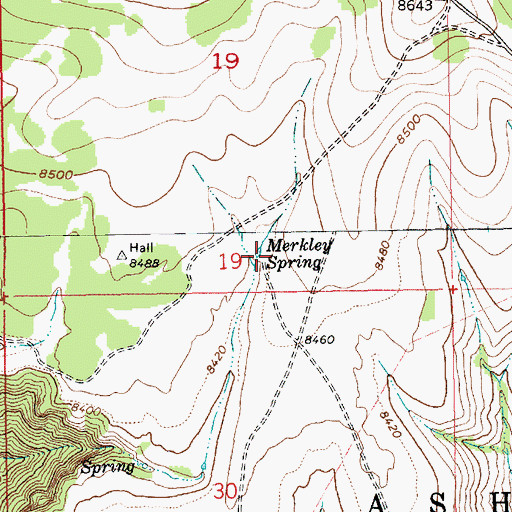 Topographic Map of Merkley Spring, UT