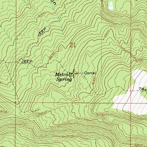 Topographic Map of Metcalf Spring, UT