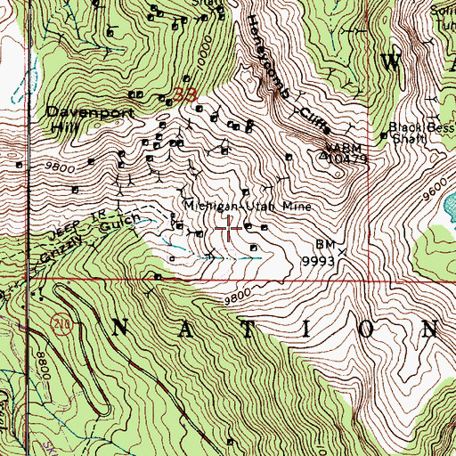Topographic Map of Michigan-Utah Mine, UT