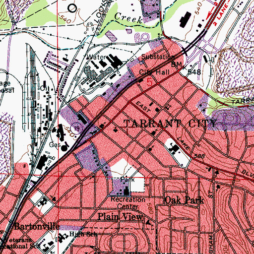 Topographic Map of Lakeside Church of Tarrant City, AL