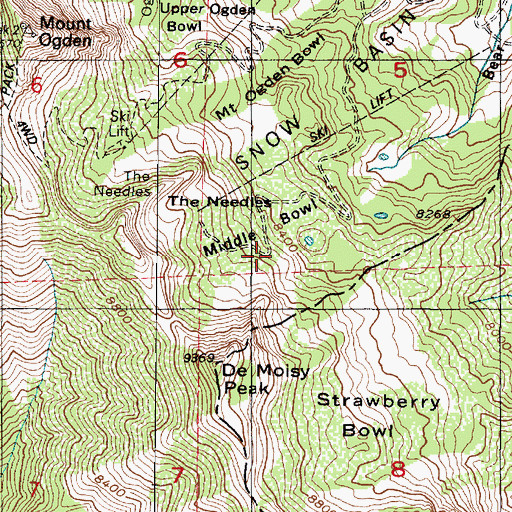 Topographic Map of Middle Bowl, UT