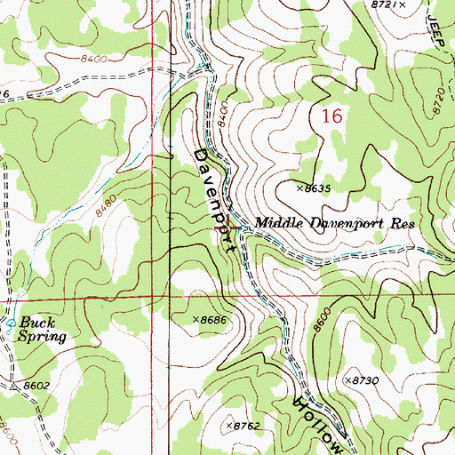 Topographic Map of Middle Davenport Reservoir, UT