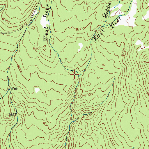 Topographic Map of Middle Deer Creek, UT