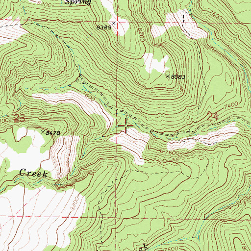 Topographic Map of Middle Fork Box Creek, UT