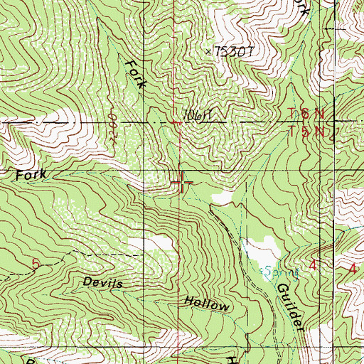 Topographic Map of Middle Fork Guilder Sleeve Canyon, UT