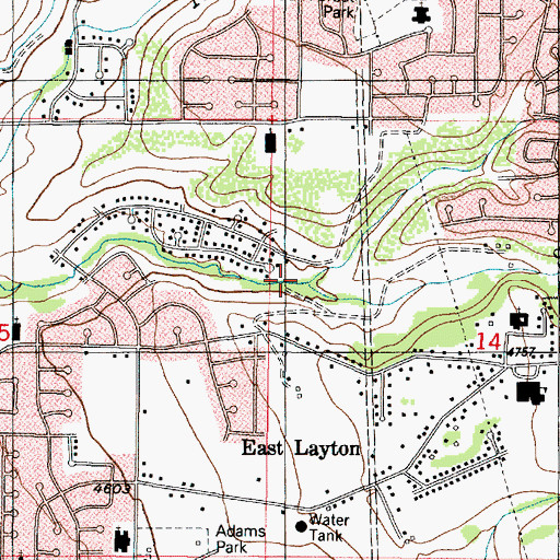 Topographic Map of Middle Fork Kays Creek, UT