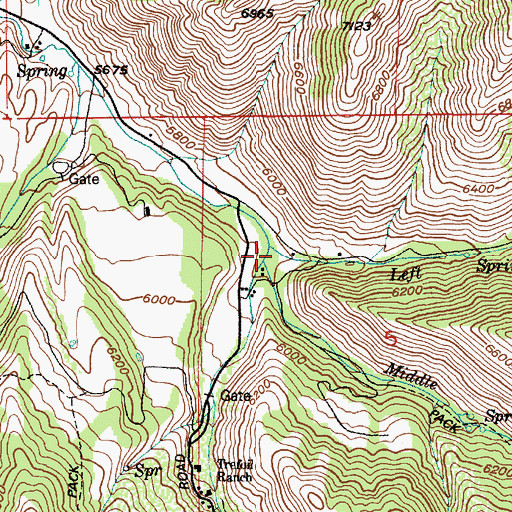 Topographic Map of Middle Fork South Fork Provo River, UT