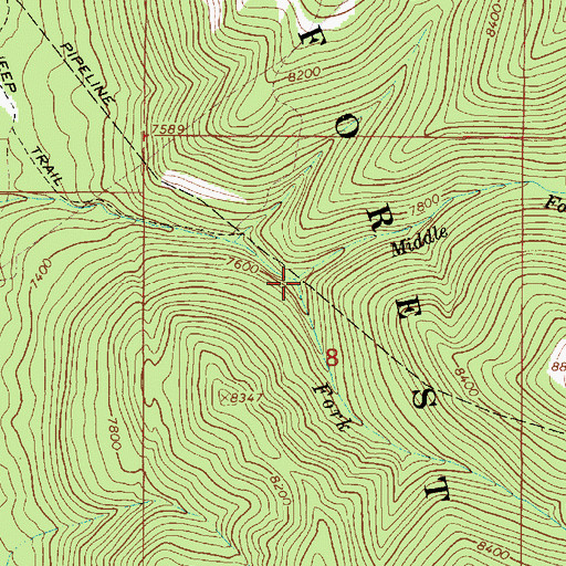 Topographic Map of Middle Fork Thistle Creek, UT